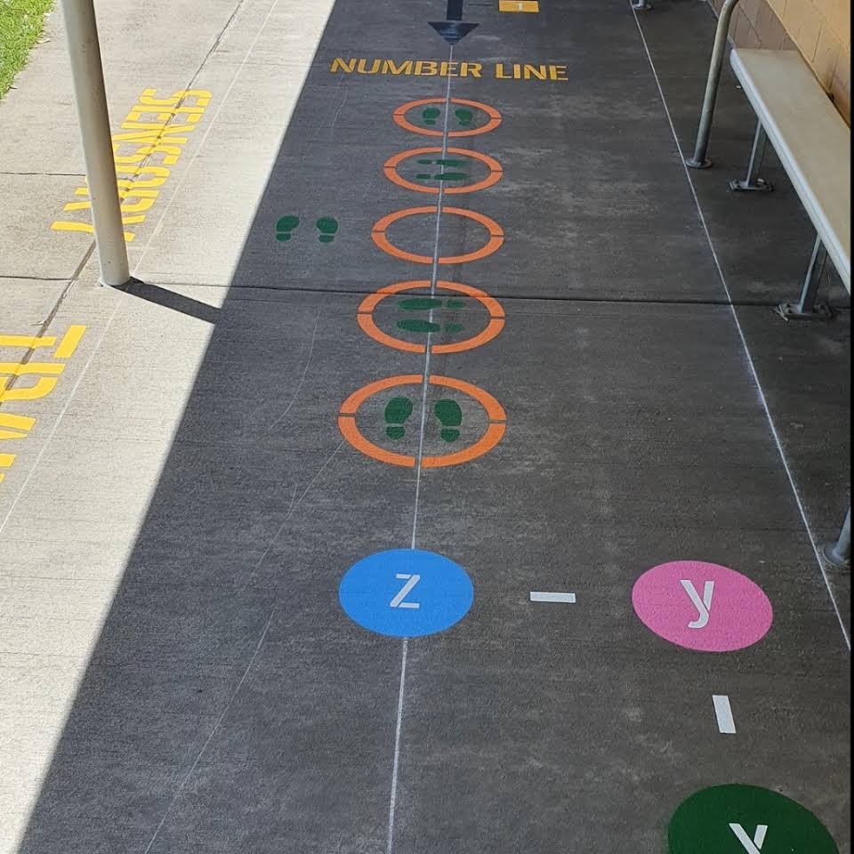 Playground games painted on the ground for use