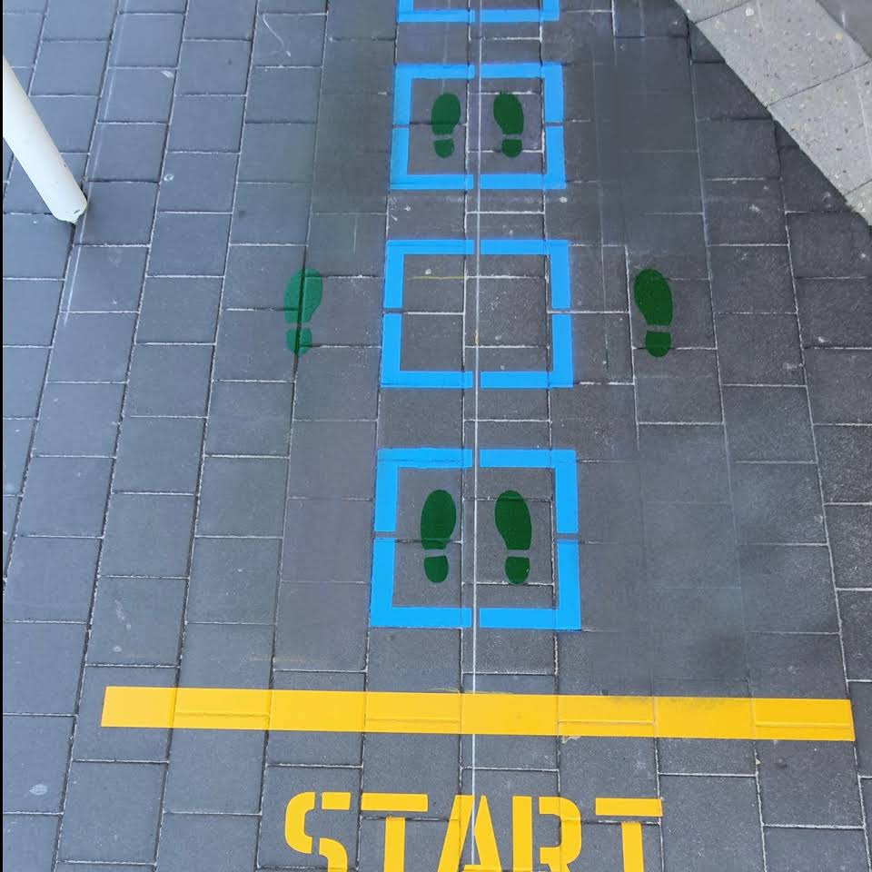 Playground games painted on the ground for use